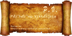 Páhány Viktória névjegykártya